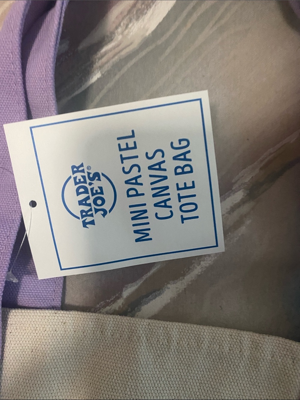 Trader Joe’s Lavender-Accent Canvas “mini” tote Bag NWT - Picture 3 of 5